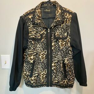 Vintage Mureli cheetah / leopard print full zip front long sleeve jacket large